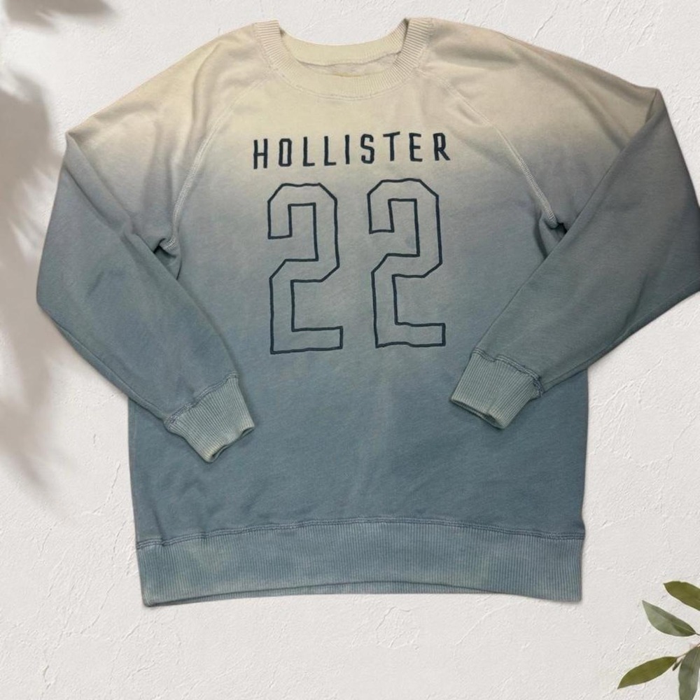 Hollister Crewneck Sweatshirt Blue Grey Ombre Graphic 22 Preppy Y2K XS
